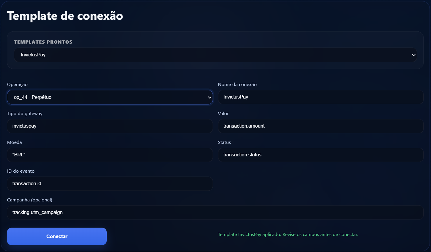Template de conexão do Genesys Limyar